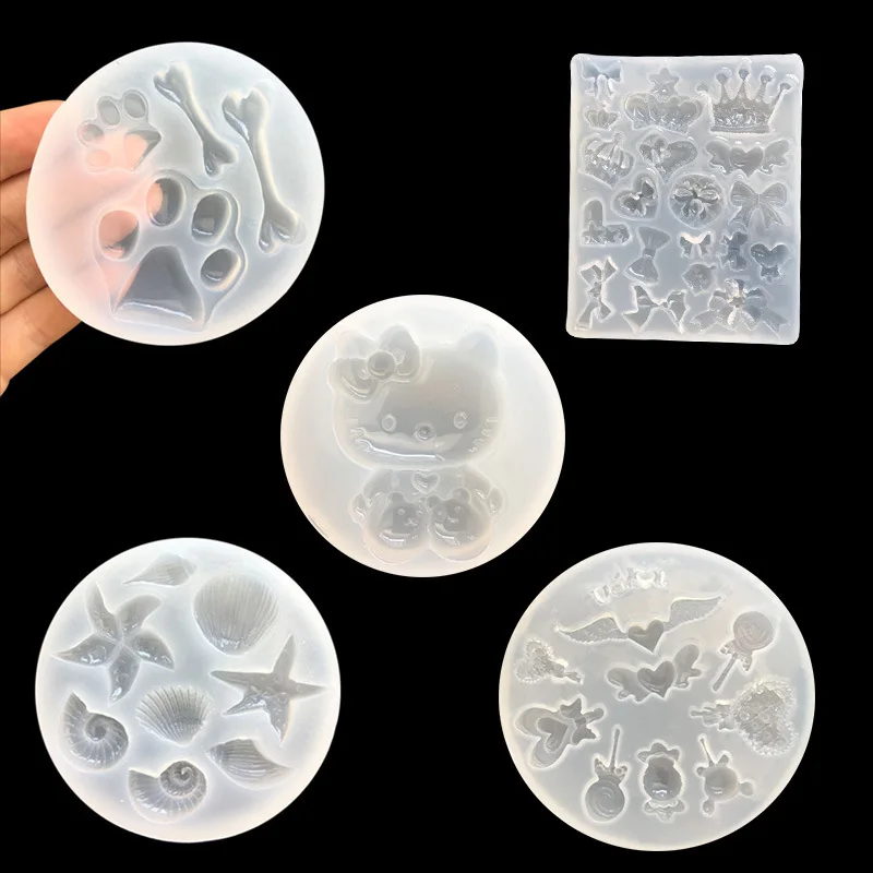 

Full mirror diy silicone molds pendant crystal epoxy glue mold Free polishing silicone mold shell crown wings cat bone lollipop