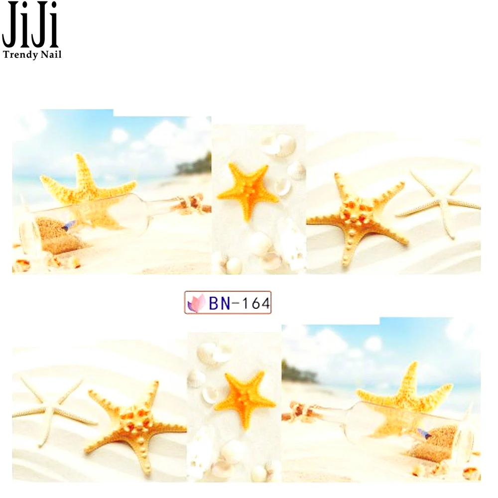 

1 Sheet Nail Art Tool Manicure Stencil Starfish Pattern Transfer Watermark Full Cover Water Tips Decals Nail Art Tool JIBN164