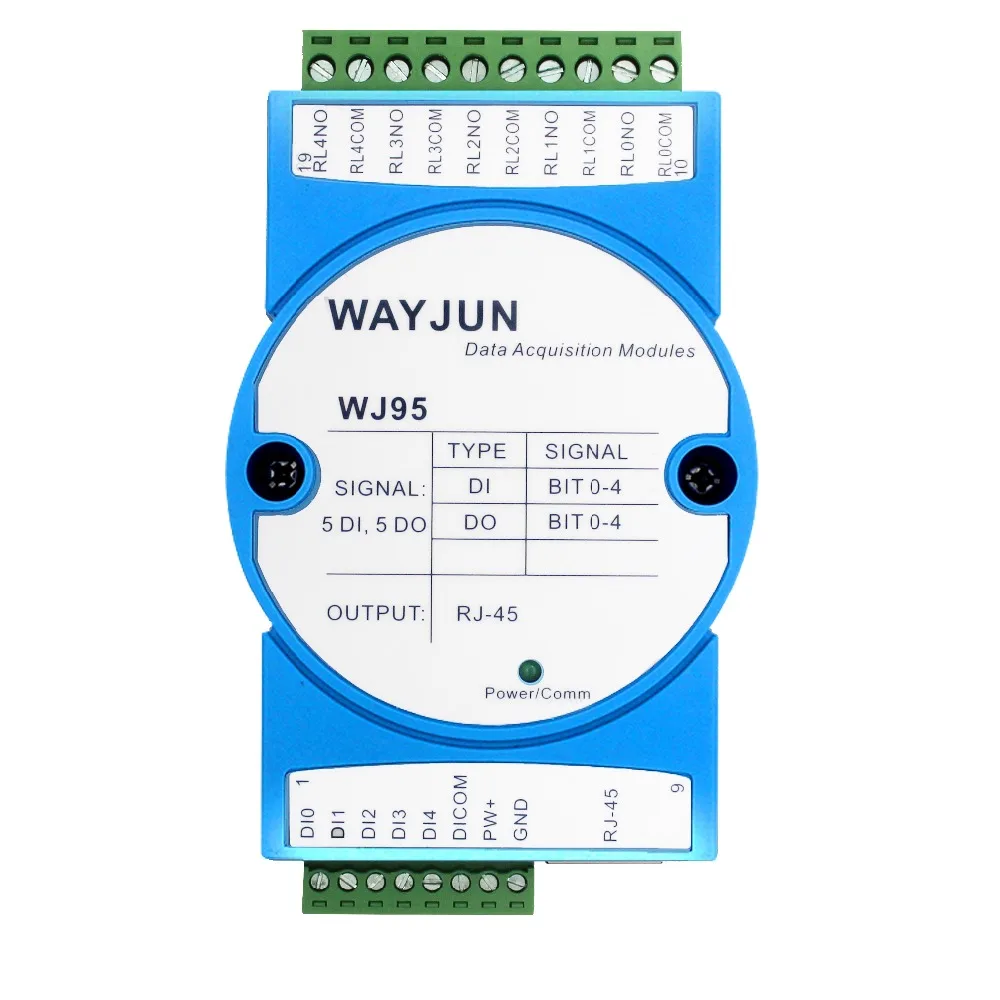 

Five-way switch input Five-way DO network relay Modbus TCP remote IO module portal relay WJ95