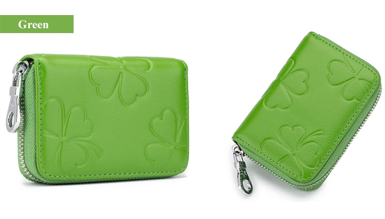 Lomelobo Lady Flower Card Holder Split Leather Girl Zipper Coin Purse Women Business Card Cowhide Female Credit ID Cards Wallets HCL7132  Details (20)