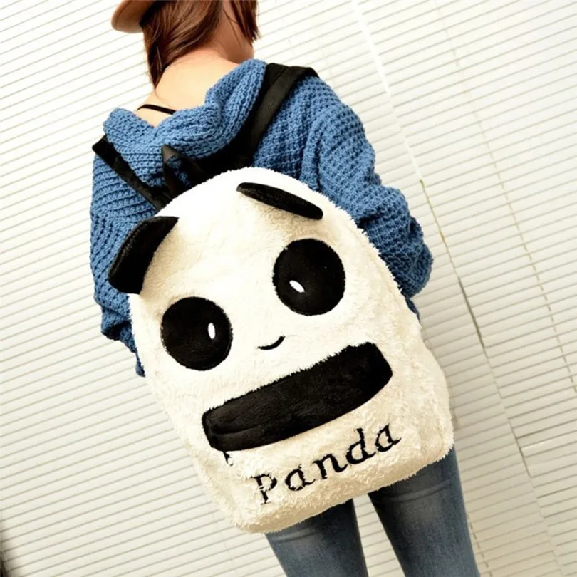 

Durable Fashion Backpack School  bag  Panda Backpack Cute Bag Purse Animal Soft Ears Pom Poms Furry Zippers Bag