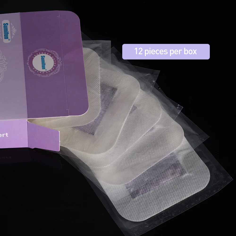 Sumifun 12 PiecesBox Lavender Essential Oil Bamboo Vinegar Detox Foot Patch Adhesive Detox Slim Foot Massage Foot Care Plaster-4