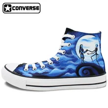 Men Women’s Converse All Star Hand Painted Shoes The Nightmare Before Christmas Design High Top Canvas Sneakers Man Woman