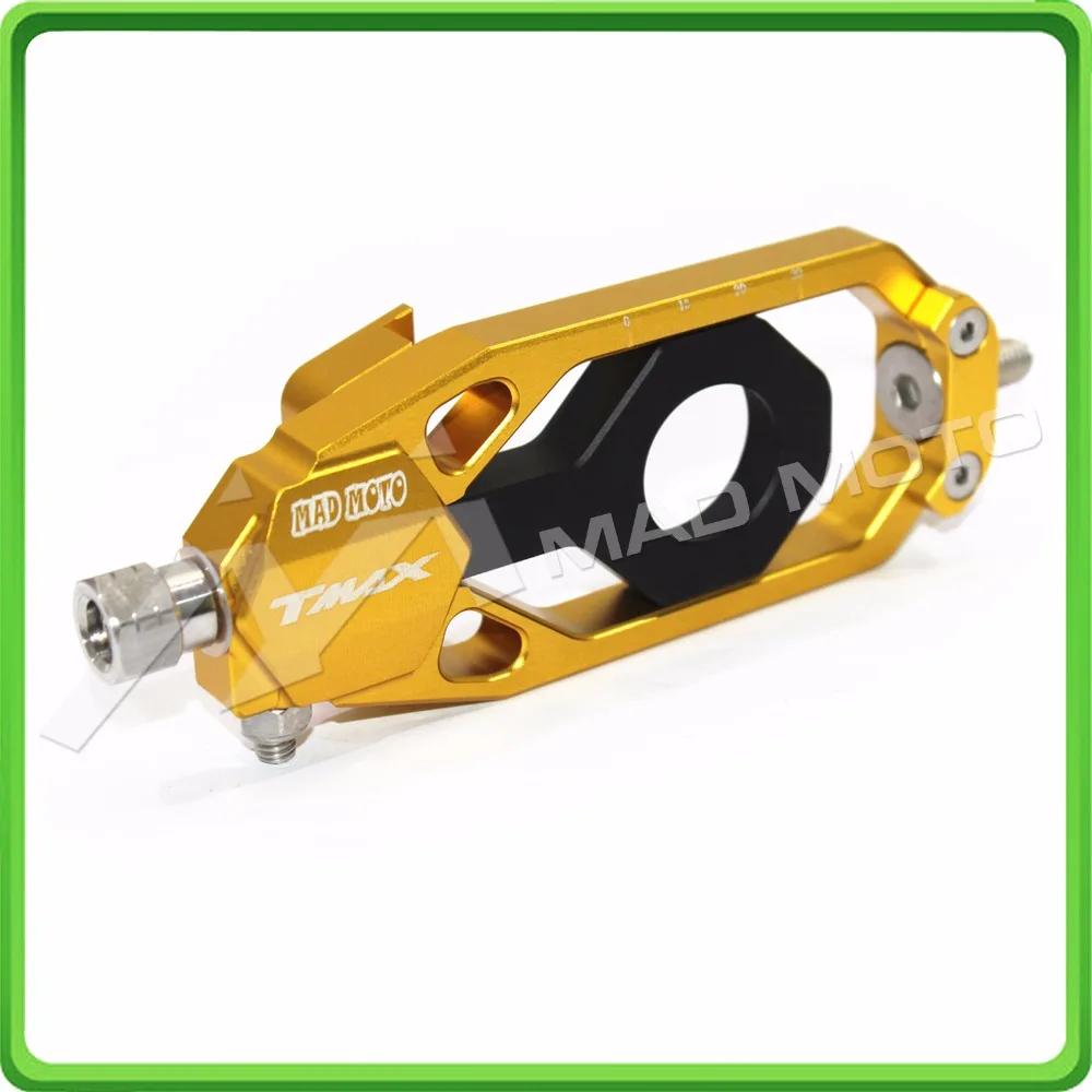 Aluminum motorcycle Chain Tensioner Adjuster fit for YAMAHA T MAX 530 TMAX 530 T-MAX 530 2012 2013 2014 2015 2016 Gold & Black (11)