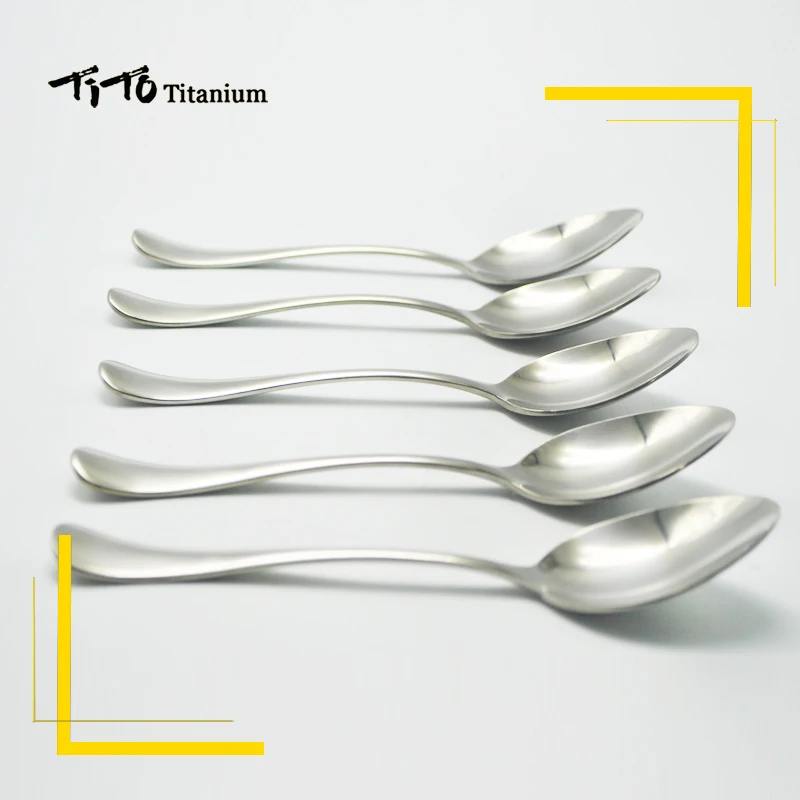 TiTo titanio pulido cuchara vajilla titanio tenedor ultraligero puro titanio Spork cubertería Camping cocina cuchara de titanio