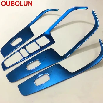 

OUBOLUN For Hyundai IX35 2018 Inner Door Armrest Window Switch Button Protector Cover Trim Interior Accessories Stainless Steel