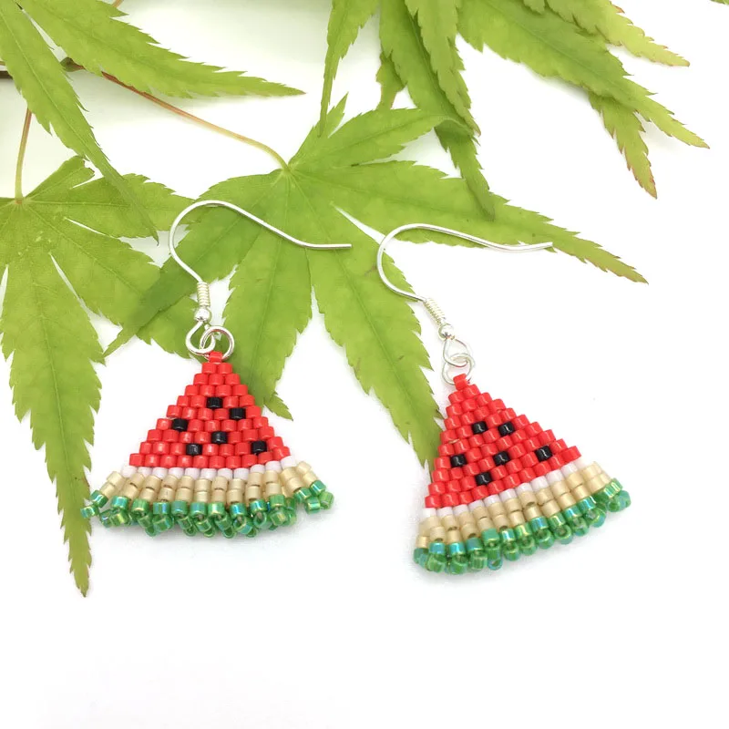

MIYUKI woven earrings for women girls Birthday gifts fashion jewelry minimalist watermelon fruit earrings handmade jewelry