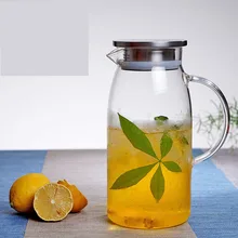 Термостойкий стеклянный кувшин 1400 мл большой емкости горшок высокий боросиликатный чайник