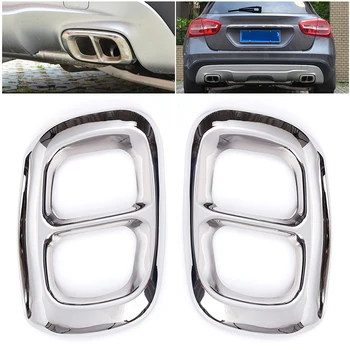 

2PCs Stainless Steel Car Accessories for Mercedes Benz E/GLA Class 2015-2016 Rear Cylinder Exhaust Pipe Cover Trim
