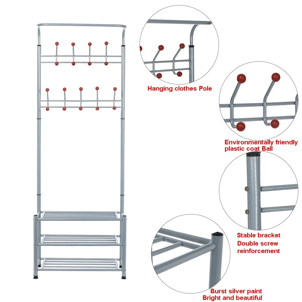 Костюмы металлические стойки прихожей пальто полка для обуви 3-х уровневая обуви Скамья с пальто шляпа зонтик вешалки для одежды Спальня мебель