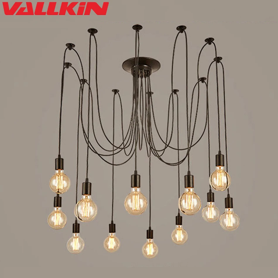 Preto Lustre Loft Lustre Aranha Diy E27 Ajust Vel Do Vintage Sala De Preto Lustre Loft Lustre Aranha Diy E27 Ajust Vel Do Vintage Sala De