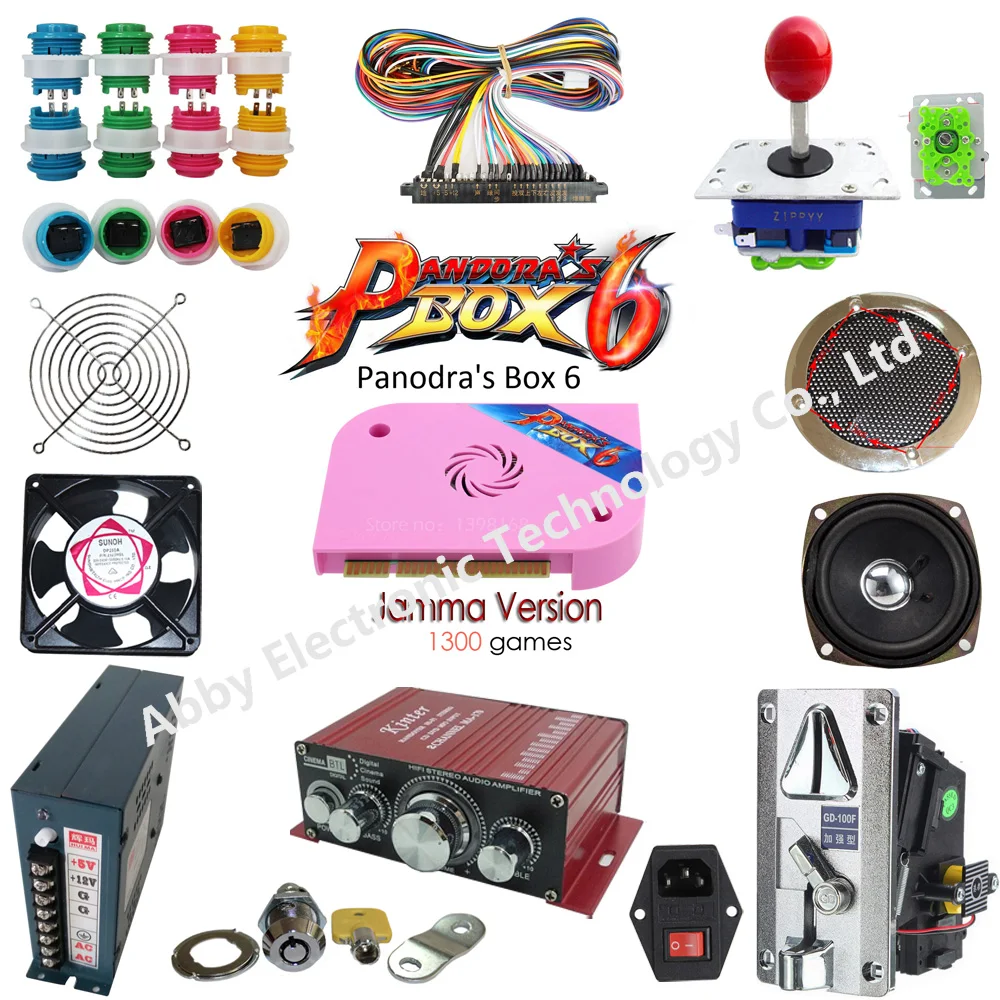 

Arcade parts Bundles kit With Joystick Pushbutton Microswitch Player button Speaker 1300 in 1 PCB to Build Up Arcade game Mach