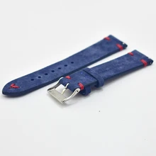 Мужской ремешок для часов из натуральной замши винтажные ремешки 18 мм 20 мм 22 мм 24 мм аксессуары для часов Высокое качество синие Ремешки для наручных часов Ремешок