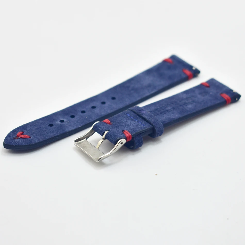 Men Watch Band Genuine Suede Leather Vintage Straps 18mm 20mm 22mm 24mm