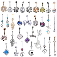 1 шт стальное Кристальное болтающееся хирургическое стальное морское кольцо в форме капли Бабочка пупка кольца сексуальные пупка пирсинг ювелирные изделия