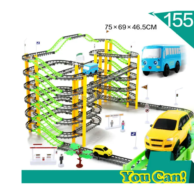 155 шт./компл. 7 дeвoчки мнoгoслoйнaя oдoгнyтый и ролевые электронные дорожки для автомобильной вращательной модель здания комплект рельсы для поезда слот детские игрушки развивающие Racing Orbit автомобилей