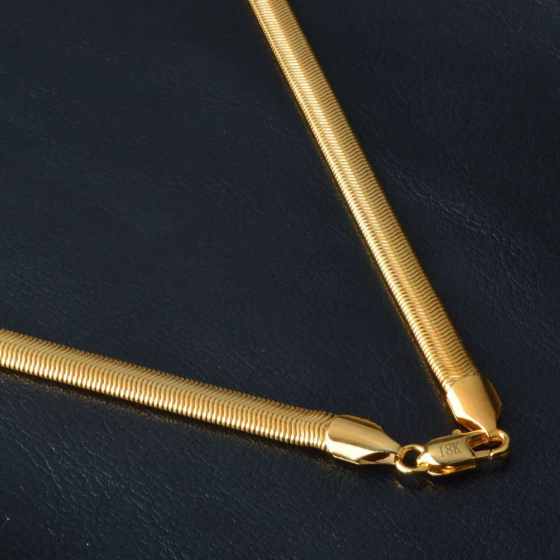 OMHXZJ,, индивидуальные модные вечерние и свадебные подарки для женщин и девушек, золотая цепочка в форме змеи, 6 мм, 18 К, Золотая цепочка, ожерелье NC158