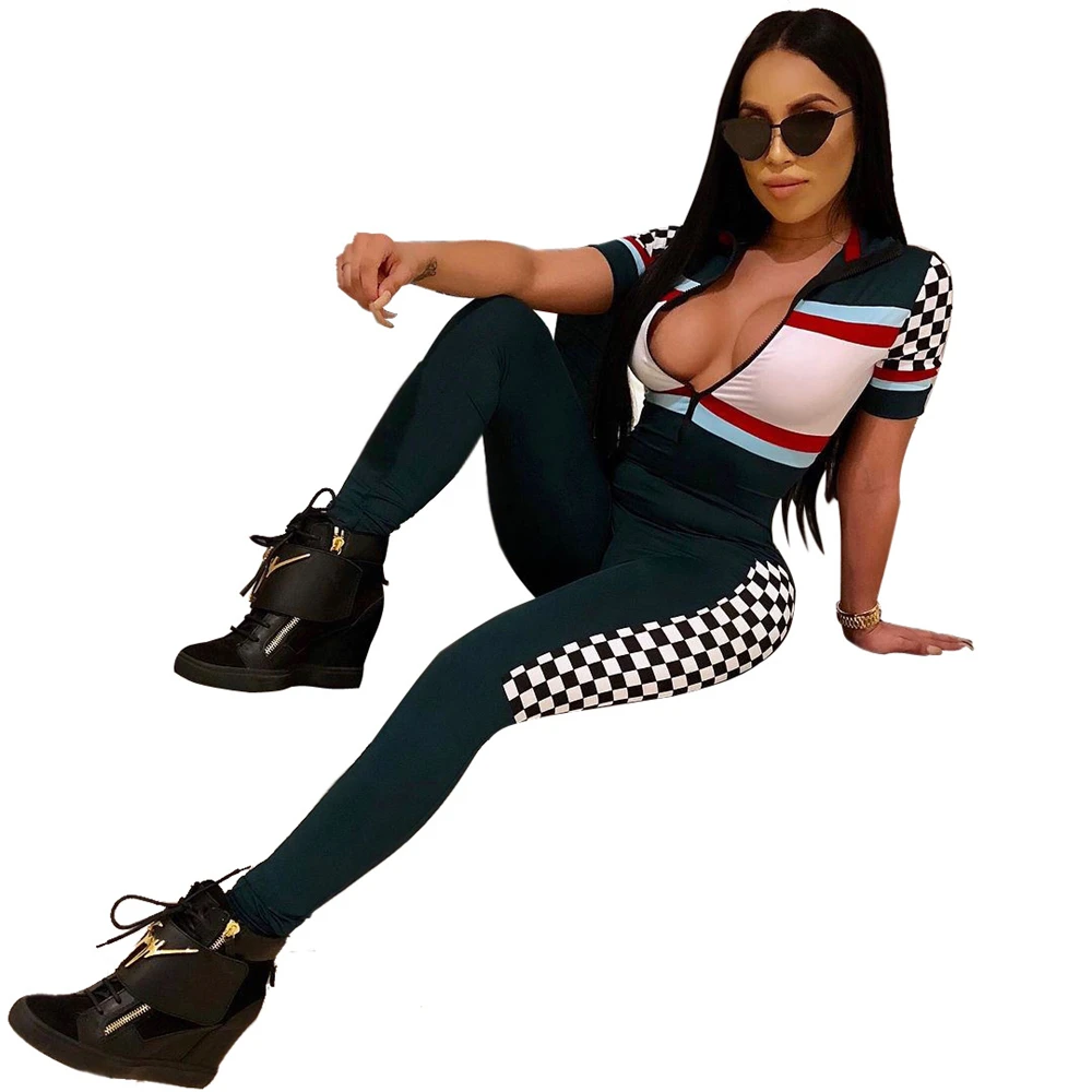 2018 Summer Rompers Women Jumpsuit Sexy Deep V Neck Women Playsuit Mesh Patchwork Bodycon Summer Jumpsuit Backless