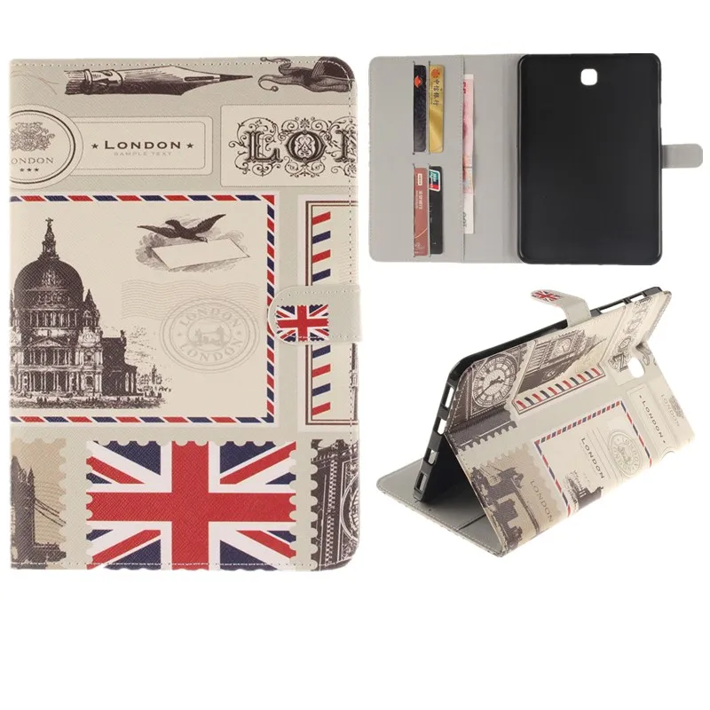 Luxury 2 Leavies PU Leather Stand Flip Case for Samsung Galaxy Tab S2 8.0 Case T710 T715 SM-T715 Tablet Wallet White Case Bag (30)