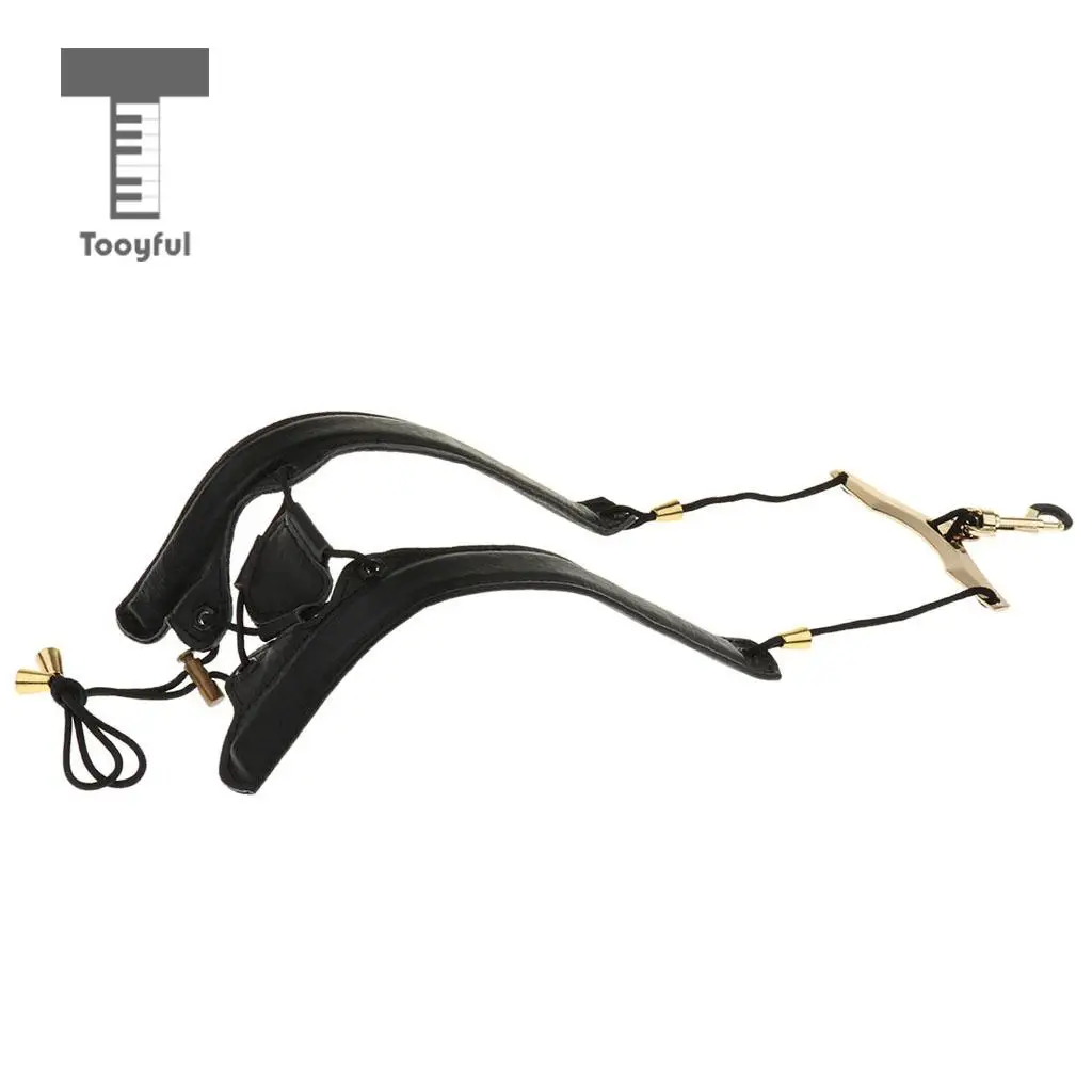 Black/Brown Adjustable Leather Saxophone Shoulder Neck Strap Width 24mm