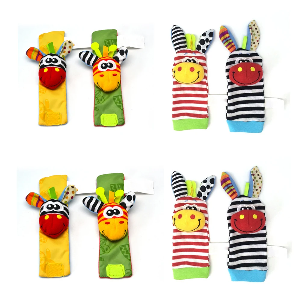 

2pcs/set Funny baby socks for newborn with baby hand rattle stuffed animal socks Color traning for infant toddler Newborn Socks