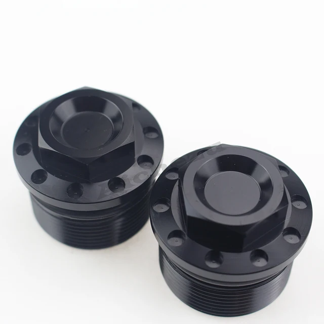 ACZ Motorcycle 1 Pair 39mm Black Anodized Fork Tube Cap Bolt Aluminum