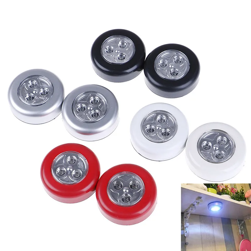 2Pcs 3 LED Cabinet Light With Adhesive Sticker Lamp for Bedroom Kitchen Cupboard Drawer Closet Wardrobe Lighting