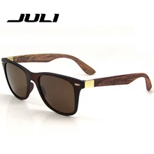 JULI мужские женские модные ретро деревянные солнцезащитные очки, дерево бамбуковые солнцезащитные очки 52 мм фирменный дизайн очки для путешествия Gafas De Sol Femenino 4195