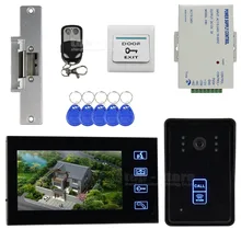 DIYSECUR Huelga Lock Táctil Video de La Puerta de Intercomunicación Teléfono Timbre Seguridad Para El Hogar Cámara Del Monitor RFID Lector Home Portero