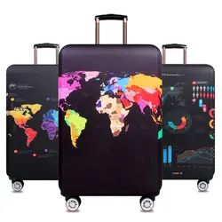 Карта мира путешествия чемодан защитная крышка Дорожная сумка на колесах сумка Обложка для мужчин's женщин Толстый эластичный чехол для