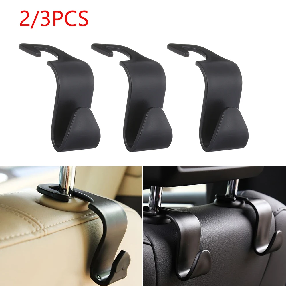 2/3PCS Plastic Car Back Seat Hooks Hanger Universal Headrest Mount Storage Racks Clips Bag Purse