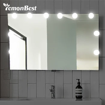 

Hollywood Style Led Make-up Vanity Mirror 10-Bulbs String light Stepless Dimmable Touch Control Waterproof DIY Light String