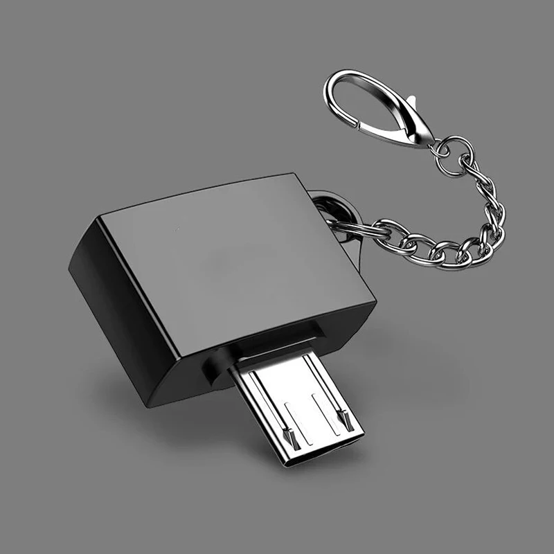 Металлический USB 2,0 Женский микро USB Мужской мини Android OTG адаптер конвертер Microusb портативный разъем с брелоком