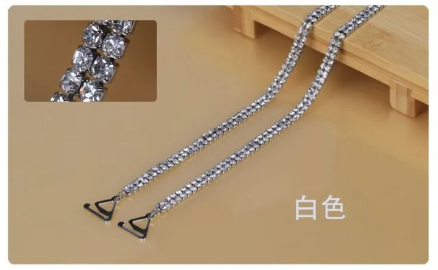 crystal rhinestone bra straps lingerie metal underwear straps white black -  AliExpress