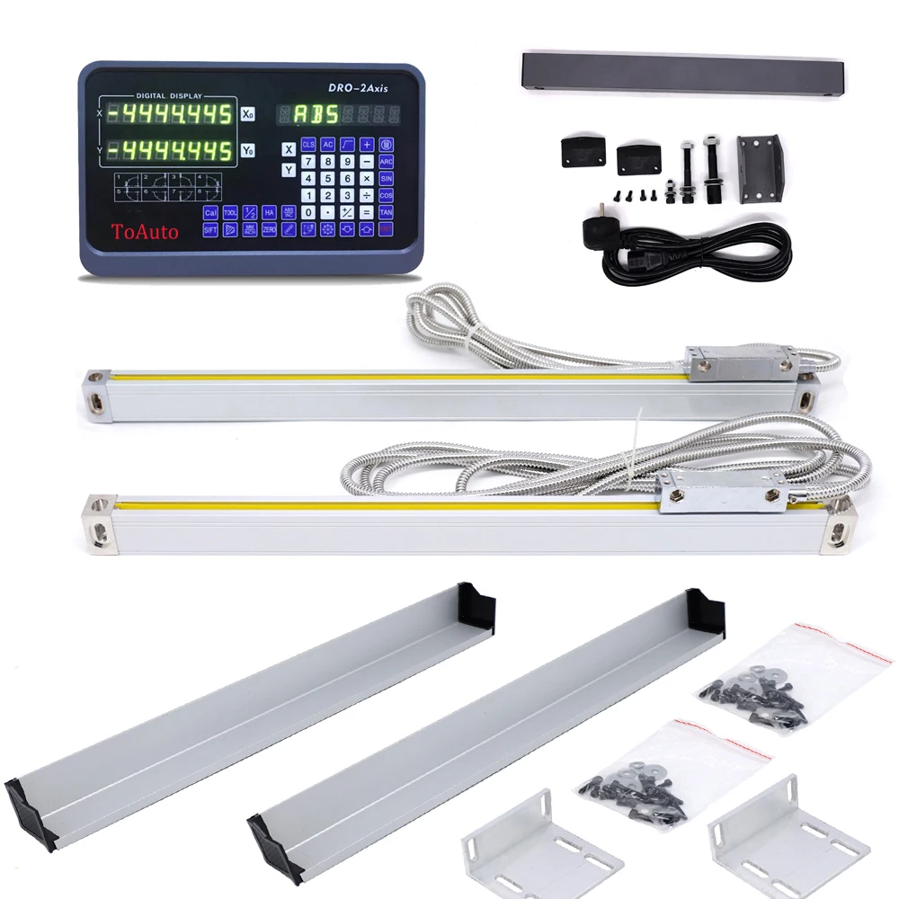

2 Axis digital readout DRO +2pcs 50-1000mm 1um linear scale linear encoder linear ruler for Drill/Milling/Grinding/Lathe Machine