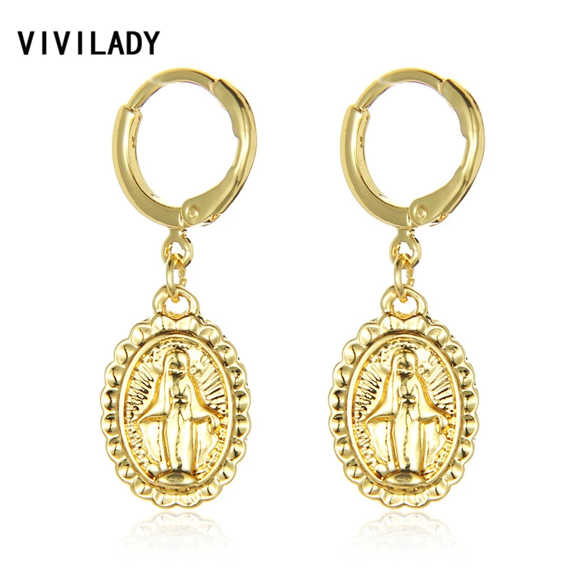 VIVILADY модная религиозная девственница Mary серьги-кольца женские золотые серебряные цвета Новые Brincos Boho африканские ювелирные изделия подарок