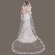 Свадебная вуаль Новинка реальные фотографии Кружевной Край, длинный Фата до пола/аксессуары/3 м вуаль/голова Вейл свадебная вуаль