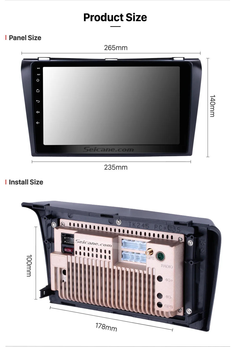 Seicane HD 1024*600 Android 8,1 Автомобильный gps мультимедийный плеер для 2004 2005 2006 2007 2008 2009 Mazda 3 2Din gps Wifi 3g FM SWC