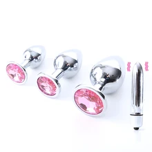 Metal Anal Butt Plug Anus Stimulator Bullet Dildo Vibrator G Spot Prostate Massage Stainless Steel Booty Bead Crystal Anal Plug