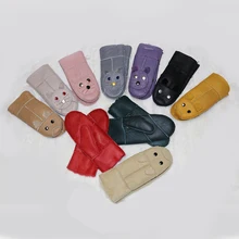 Для женщин из натурального меха, с рисунком перчатки из натуральной кожи зимние аксессуары женские милые перчатки; очаровательные теплые варежки для девочки перчатки