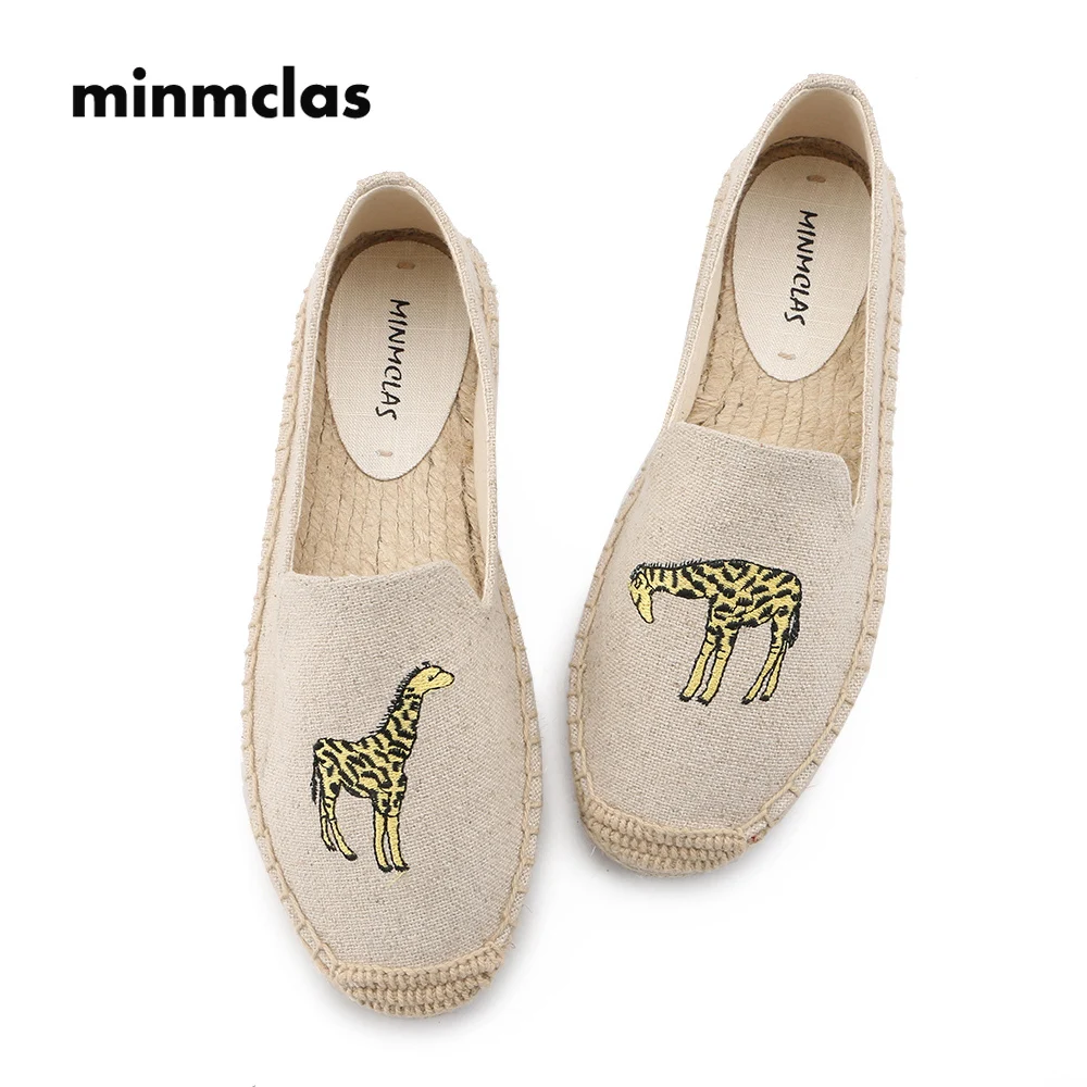 

2018 New Fashion Alpargatas Giraffe Comfortable Slip-on Womens Casual Espadrilles Breathable Flax Hemp Canvas for Girl Shoes