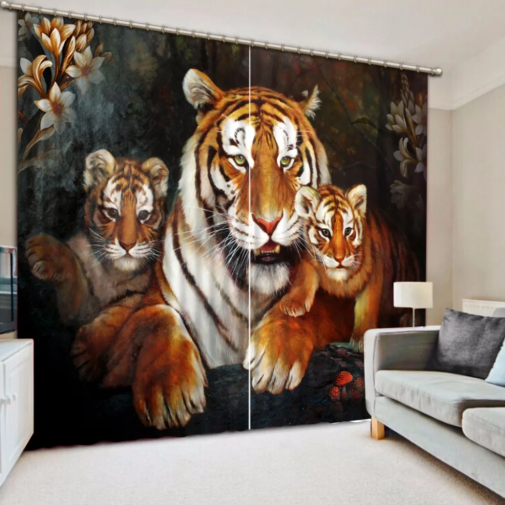 

Modern Curtains The animal tigers Blackout Curtains For The Living room Curtain Fabric Printed Children Curtains