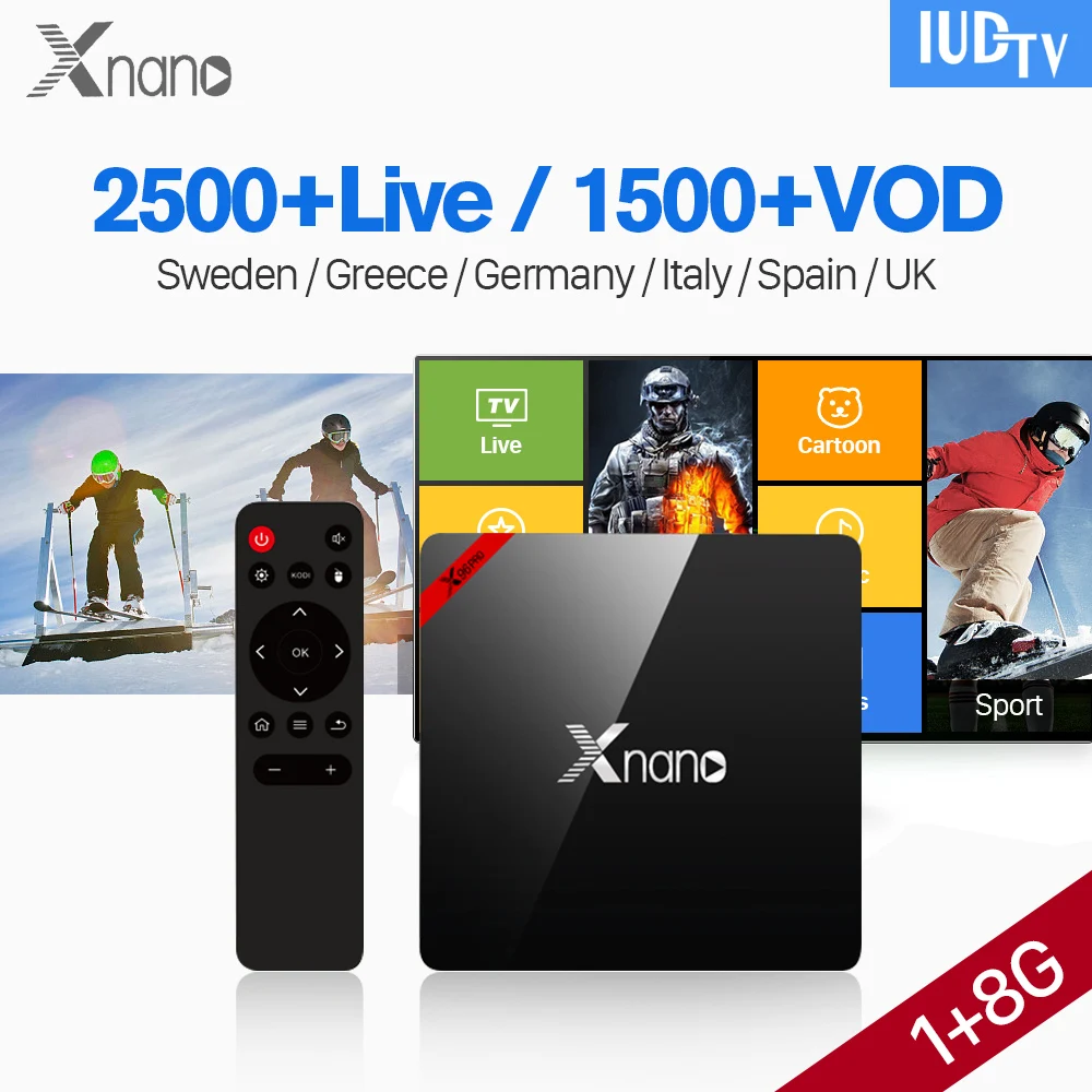 

XNANO Android Smart IPTV Sweden Box IUDTV IPTV Subscription Arabic Europe French Italian 1 Year Code Portugal Iptv Channels