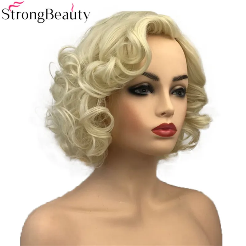 StrongBeauty Короткие вьющиеся синтетические парики термостойкие светлые волосы для женщин парик