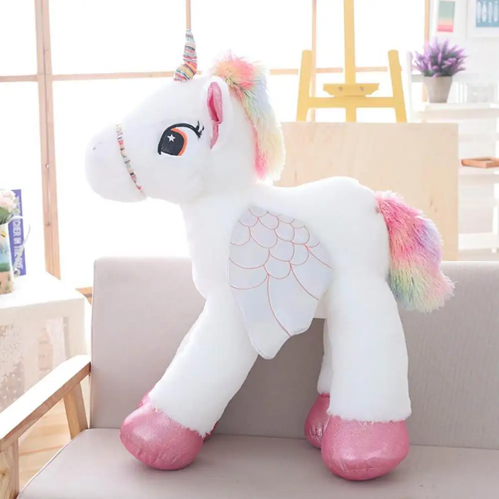 1 шт. 40/60/90 см Kawaii Плюшевые игрушечные единороги Большая мягкая животного игрушечная лошадь для детей мягкая кукла Home Decor подарок любимым на день рождения - Цвет: Белый