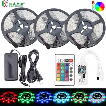 

WiFi Music 44key LED Strip Light 5M 10M 15M SMD 2835 RGB Tape Ribbon 12V Flexible Rope Light+12V 2A 3A 5A Power Adapter For Home