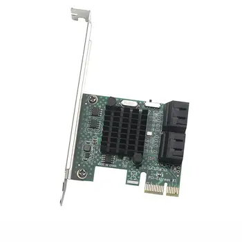 

HDD SSD Adapter PCIE PCI Express 1x to 4 Port Sata 3.0 6Gbps Converter Card Adapter Expansion Board Heatsink Low Profile Bracket