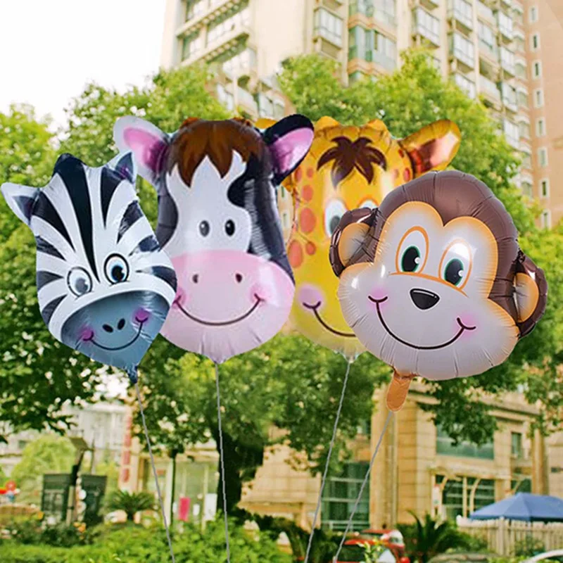 Мини мультфильм мини лев и обезьяна и тигр животные голова гелиевая фольга надувные игрушки животные воздушные игрушки для детей