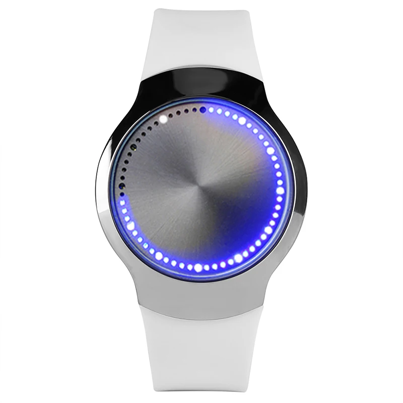 Мужские часы, светодиодный сенсорный экран, цифровые часы, черный, белый, силиконовый ремешок, наручные часы для подарка, мужские наручные часы - Цвет: Белый