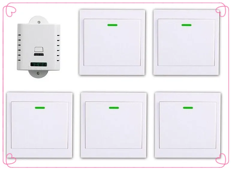 AC85V 110V 220V 240V 1CH Remote Switch Receiver 5 Wall Transmitter Wireless Power Switch 315MHZ Radio